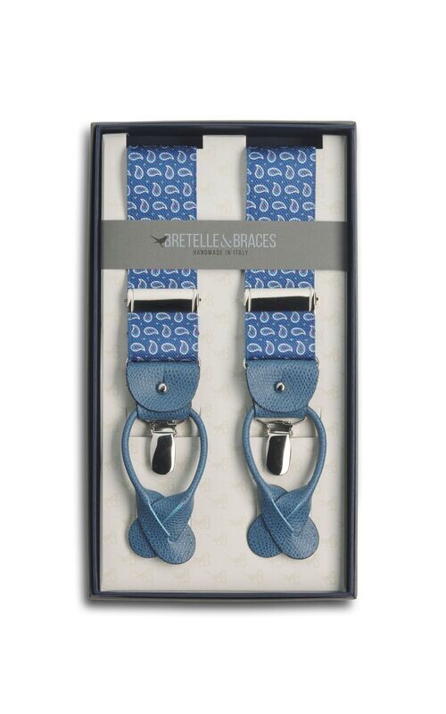 Bretella elastica fantasia paisley blu navy