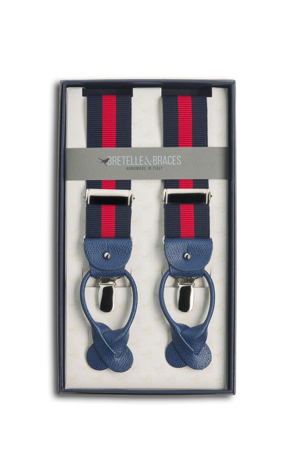 Bretella elastica regimental blu/rosso