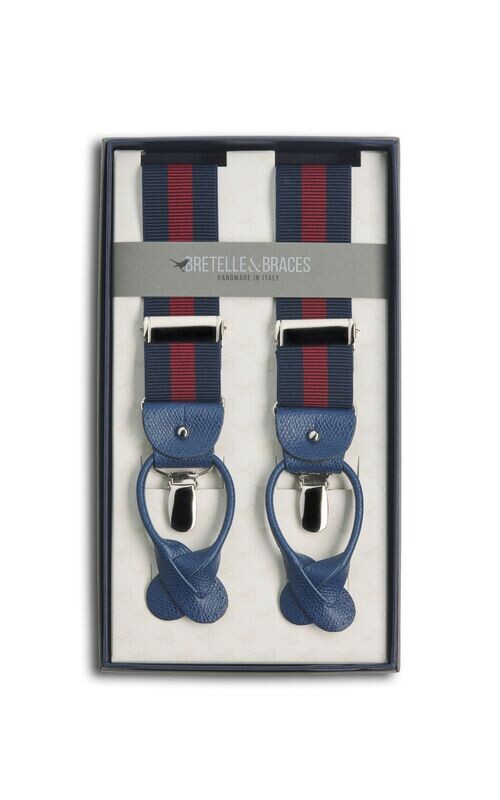 Bretella elastica regimental blu/bordeaux