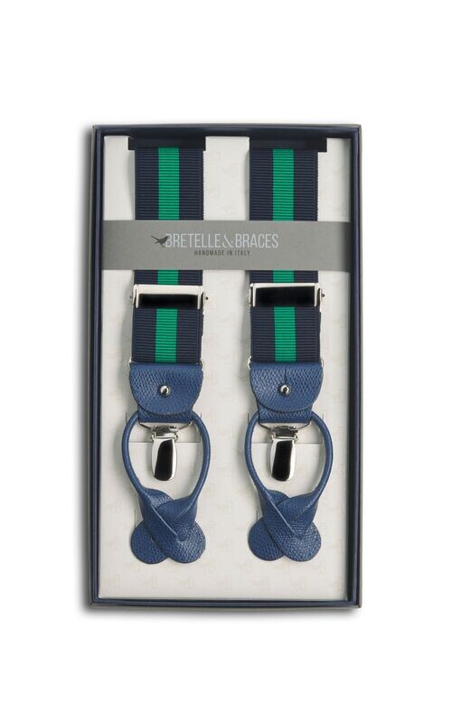 Bretella regimental blu/verde