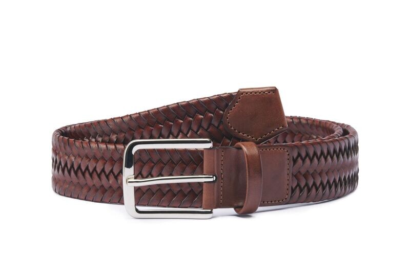 Cintura elastica pelle 35mm marrone