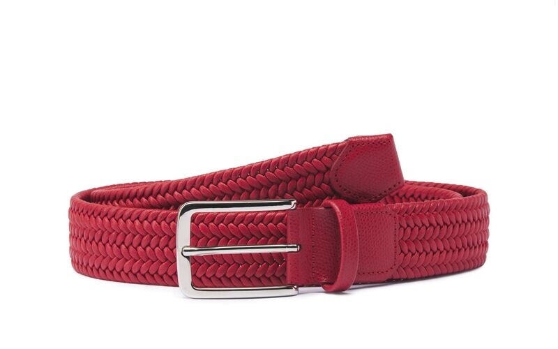 Cintura elastica cotone cerato 35mm rosso