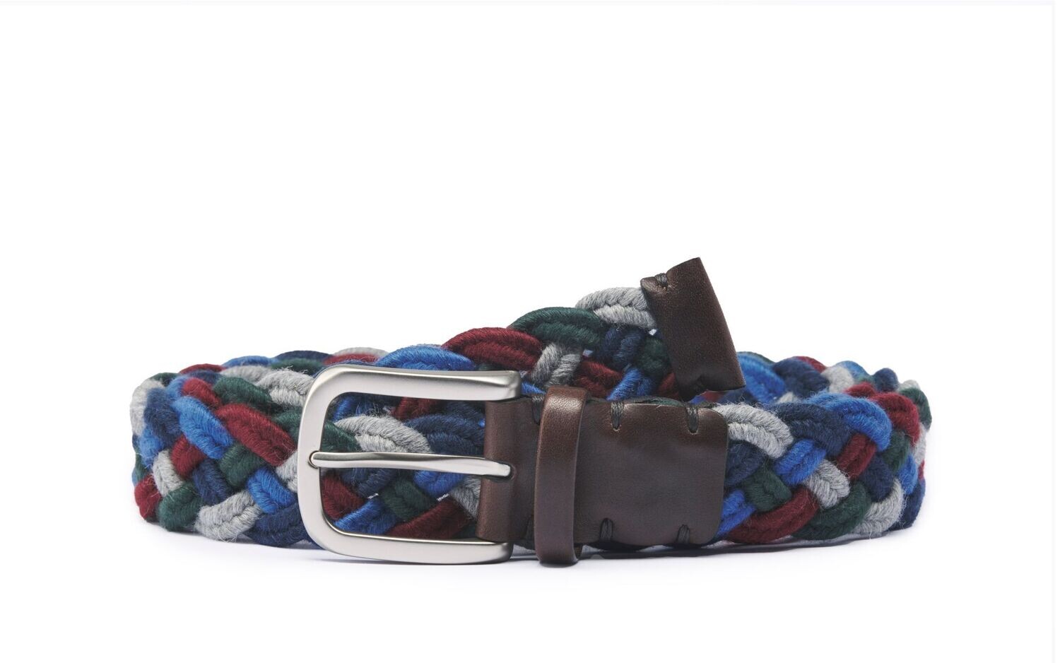 Cintura intrecciata lana 35mm bordeaux/verde/celeste
