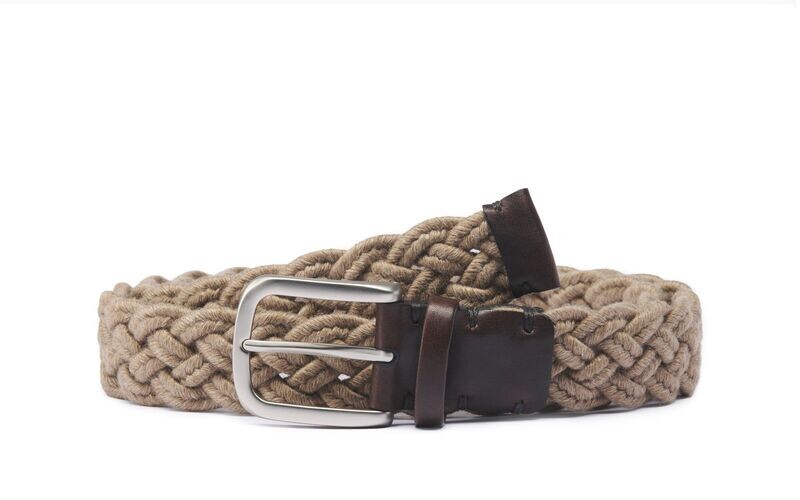 Cintura intrecciata lana 35mm taupe