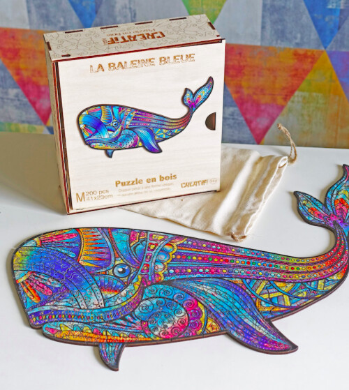 Puzzle Puzzle " Baleine Bleue " 200 pièces en bois - Créatif'Wood