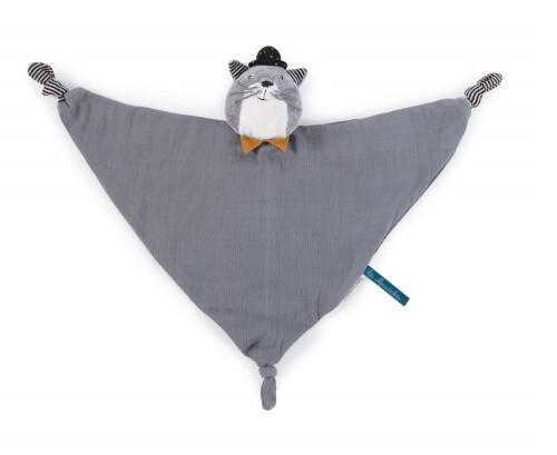 Doudou Lange Chat Gris Clair Doudou Lange Chat Gris Clair " Les Moustaches " - Moulin Roty