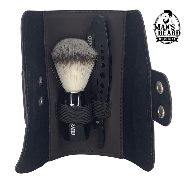 Kit Brown Wallet (Blaireau + Shavette) - Man's Beard