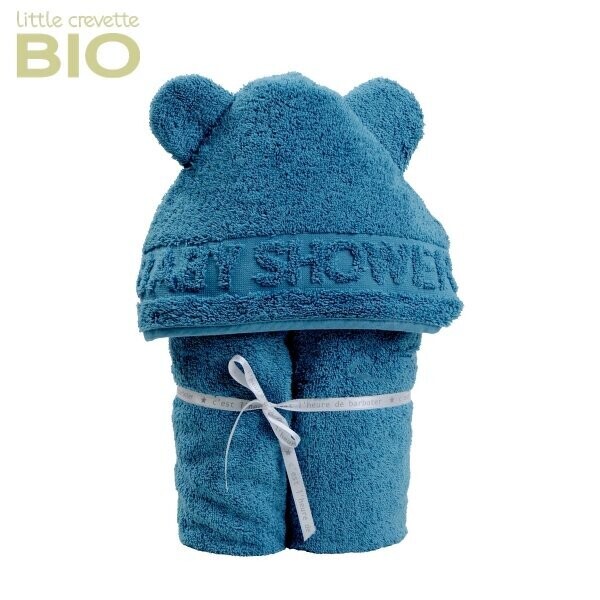 Sortie de bain Baby shower bleu canard - Little crevette