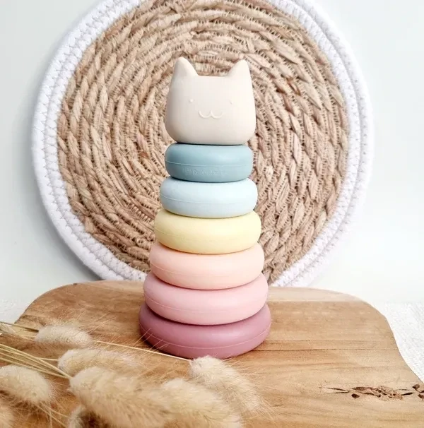 Tour chat en silicone à empiler rose - Rammelaartje