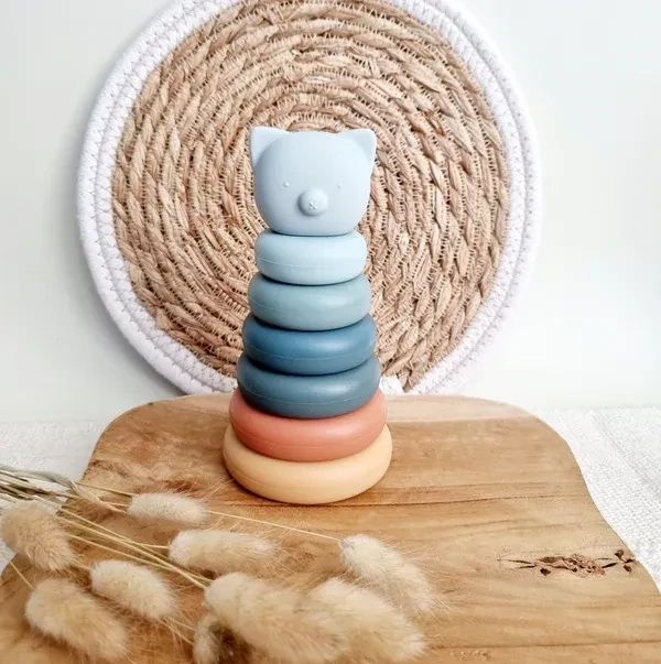 Tour chat en silicone à empiler bleue - Rammelaartje