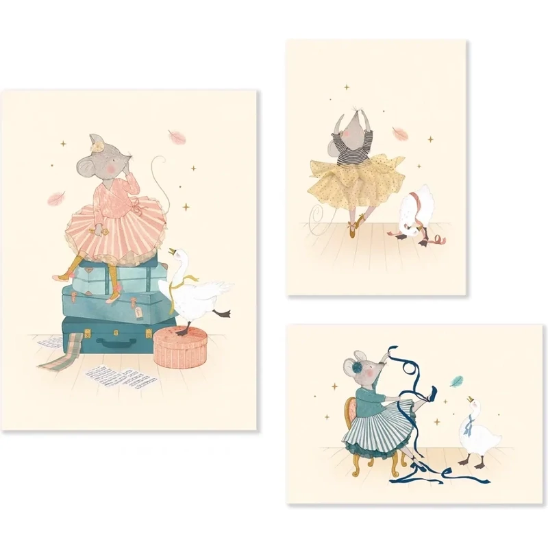 Set de 3 affiches "la petite école de danse" - Moulin Roty