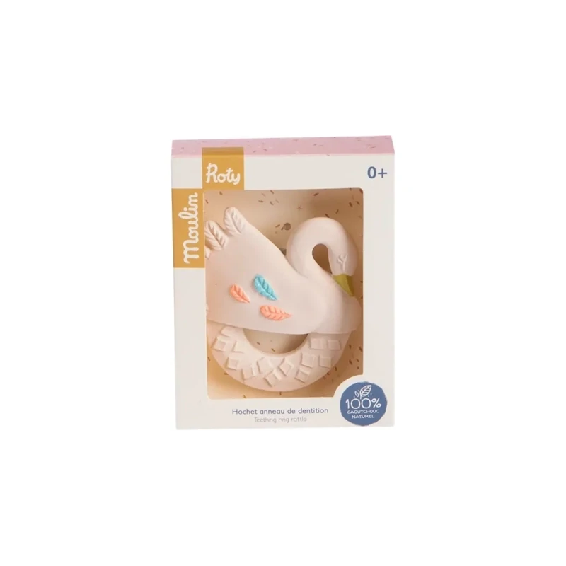 Hochet anneau de dentition caoutchouc cygne "la petite école de danse" - Moulin Roty