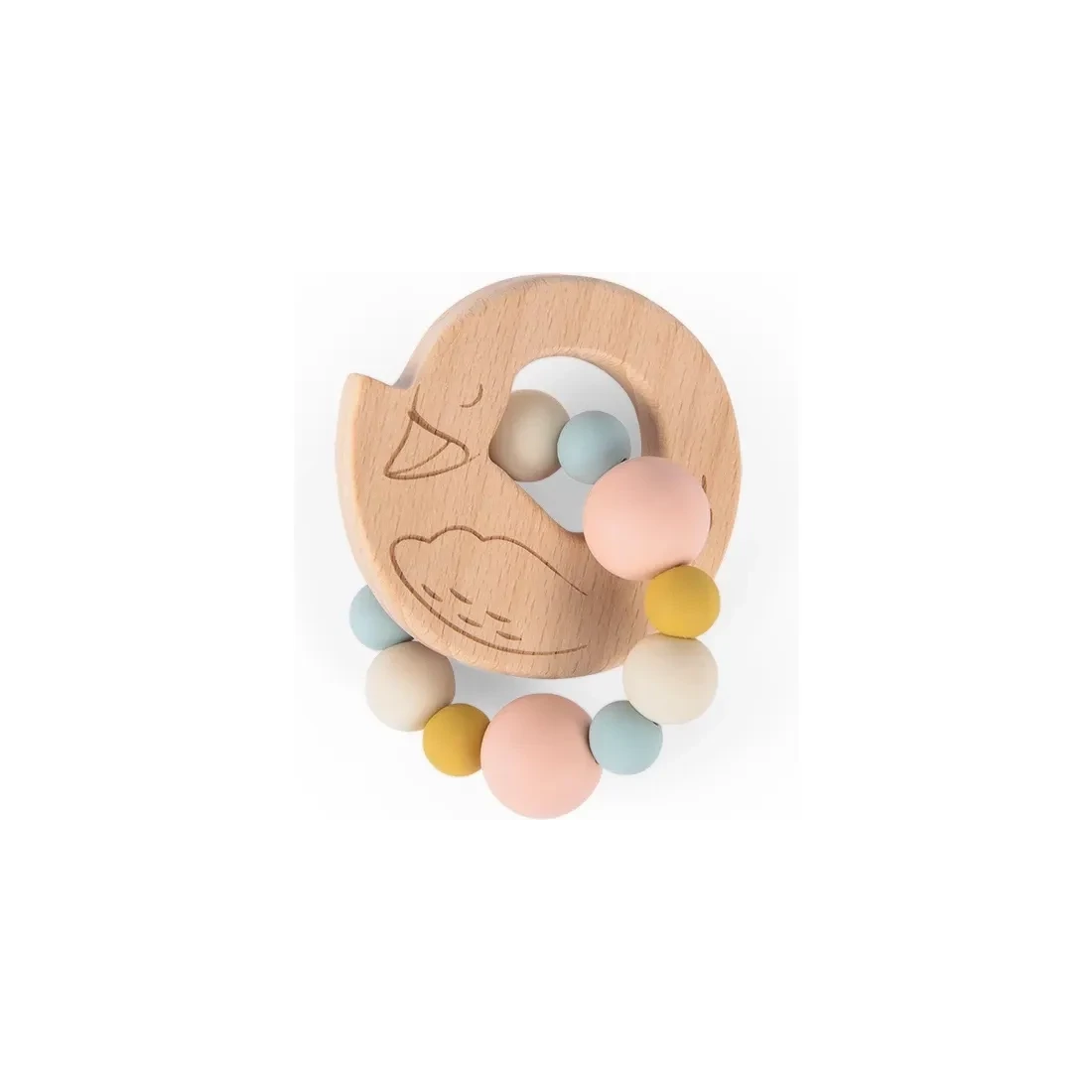 Hochet anneau de dentition bois et silicone cygne "la petite école de danse" - Moulin Roty
