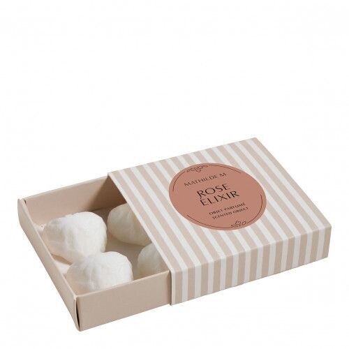 Boîte de 4 décors fondants en cire parfumée Cœur Noeud - Rose Elixir  - Mathilde M