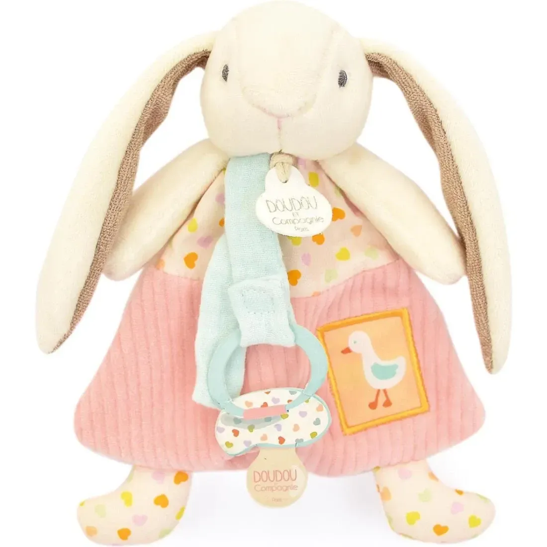Lapin ciboulette doudou attache tétine - Doudou et Cie