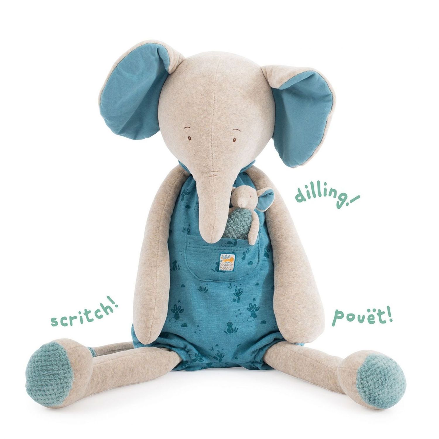 Peluche géante éléphant Bergamote "Sous mon baobab" - Moulin Roty