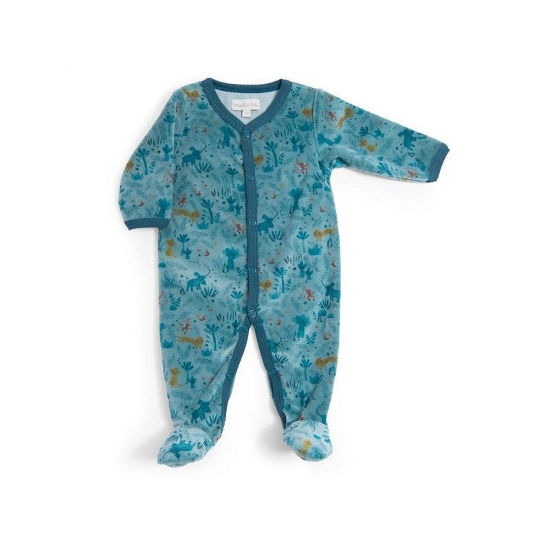 Pyjama velours bleu 12 mois Pyjama velours bleu 12 mois "Sous mon baobab" - Moulin Roty