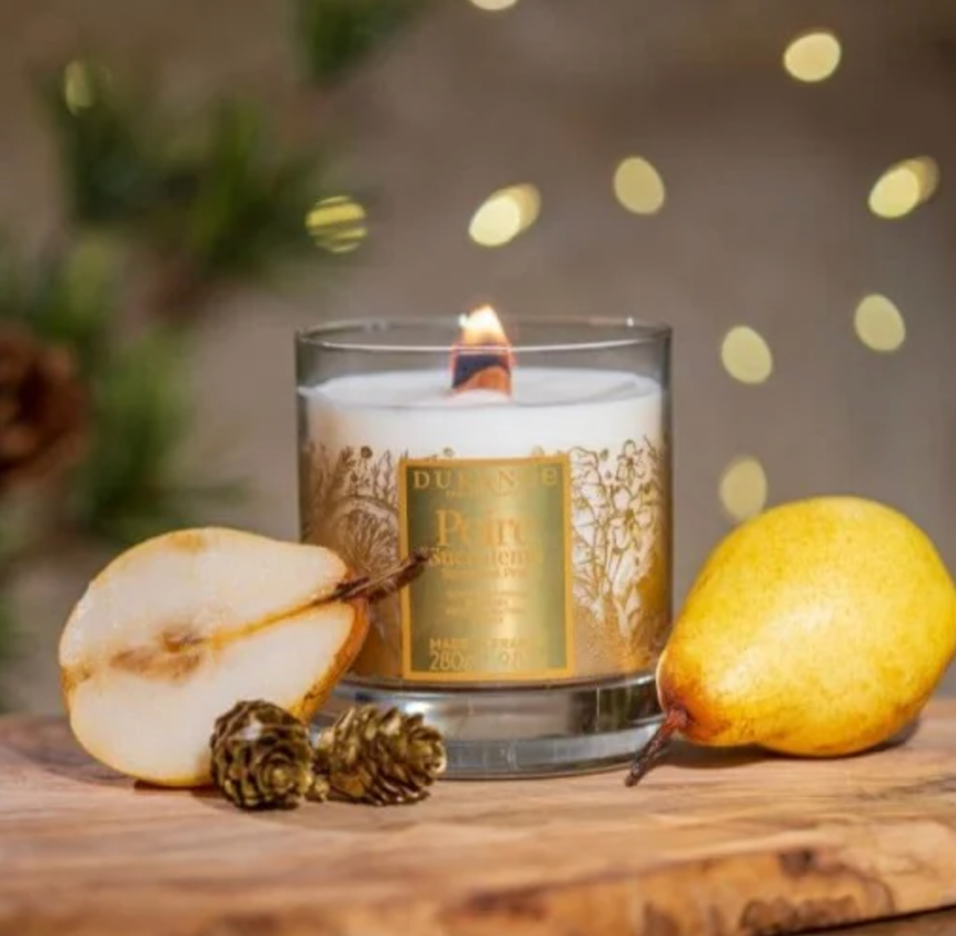 Bougie Mèche en Bois Poire Succulente