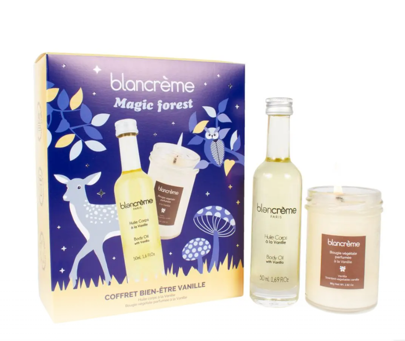 Coffret Bien-Être Vanille Huile Corps & Bougie Parfumée