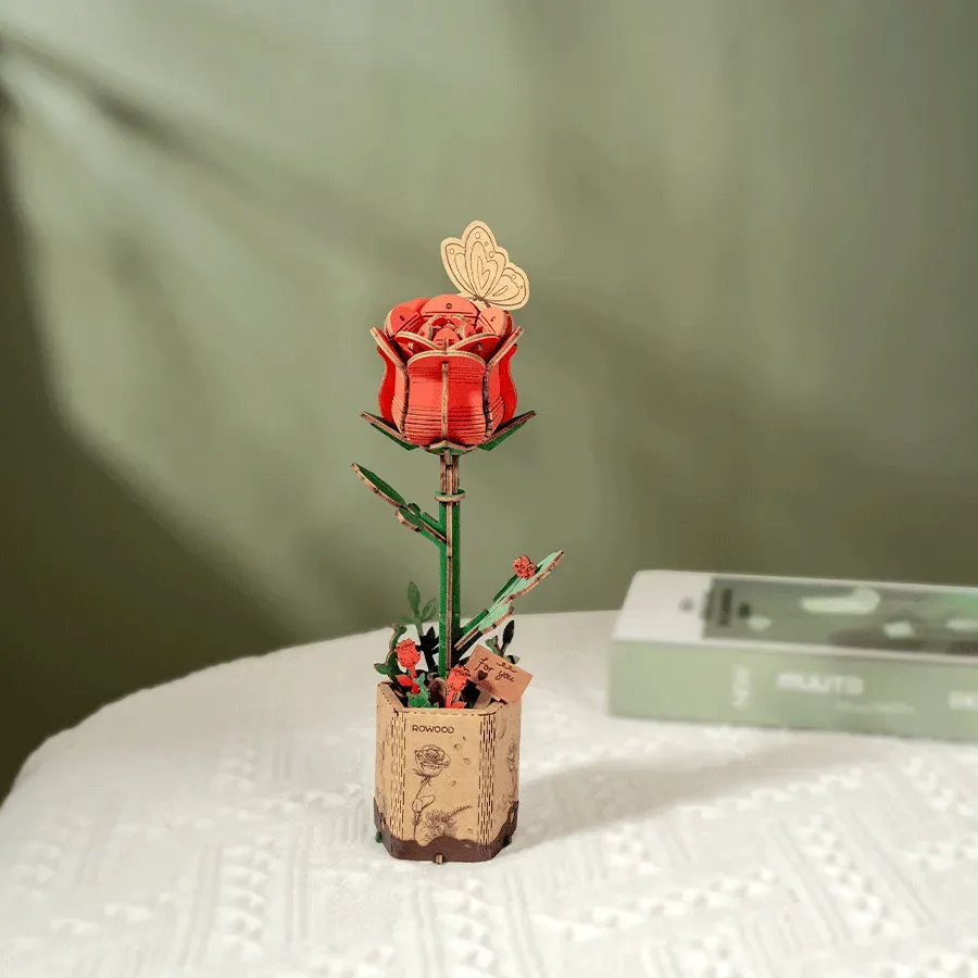 Rose rouge - Wooden Bloom Craft - Rolife