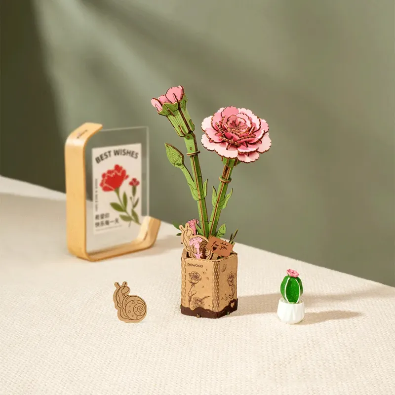 Oeillet rose - Wooden Bloom Craft - Rolife