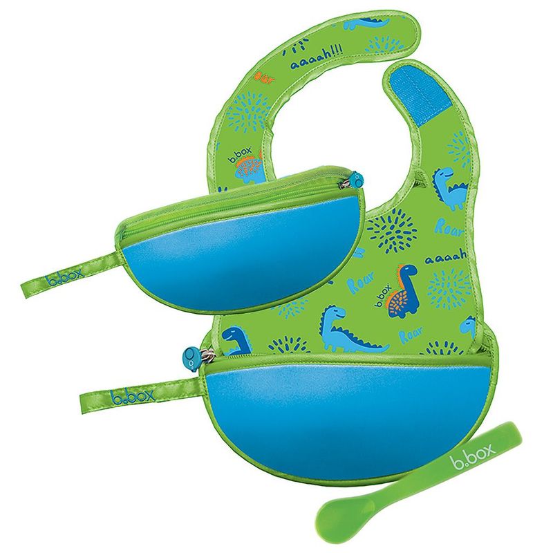 Bavoir de voyage avec cuillère bleu vert - B.Box Bavoir de voyage avec cuillère bleu vert - B.Box