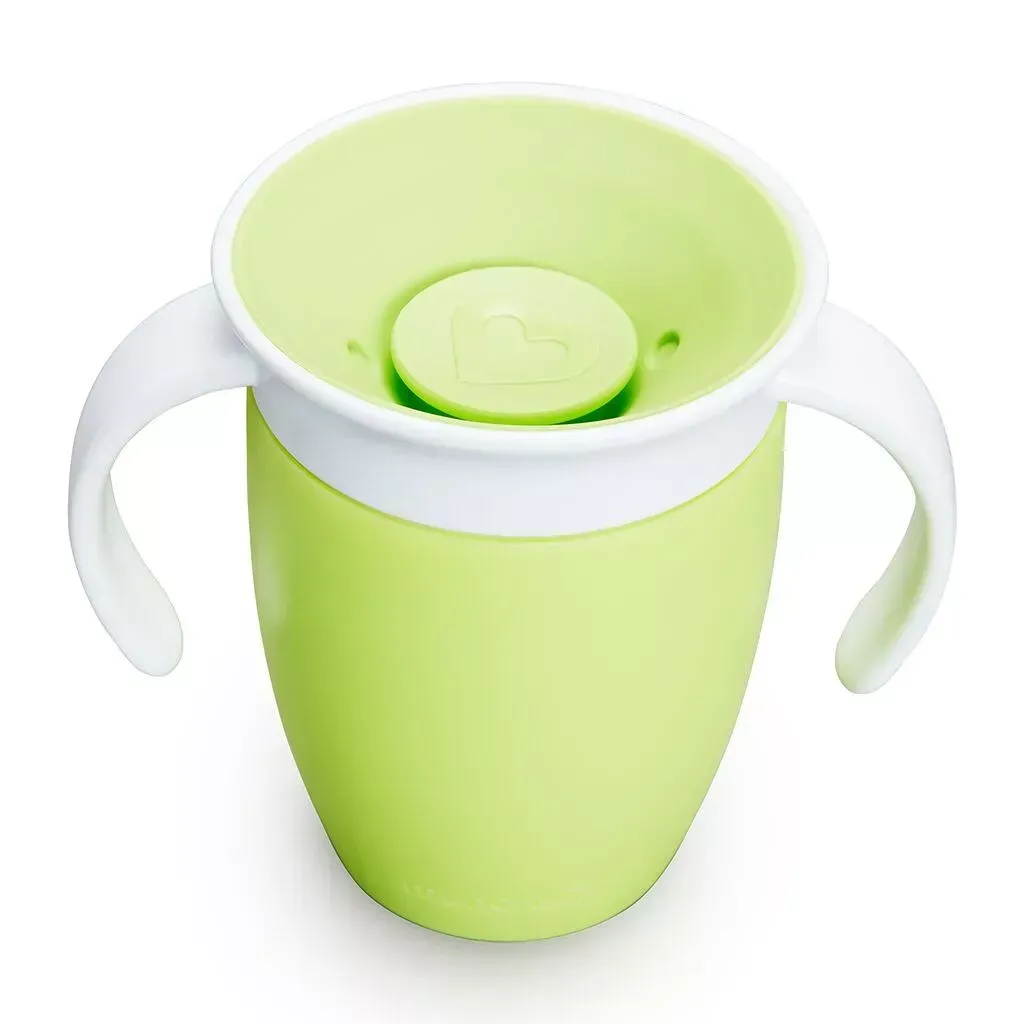 Tasse verte anti-gouttes 360° avec poignées + couvercle 200ml - Munchkin