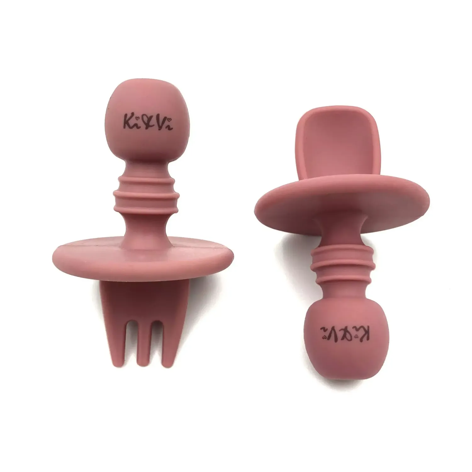 Mes petits couverts rose poudré en silicone - Ki & Vi