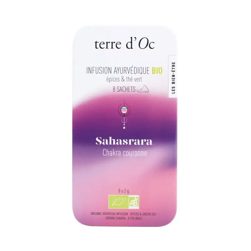 Infusion ayurvédique bio Chakra couronne Terre d'Oc Infusion ayurvédique bio Chakra couronne Terre d'Oc
