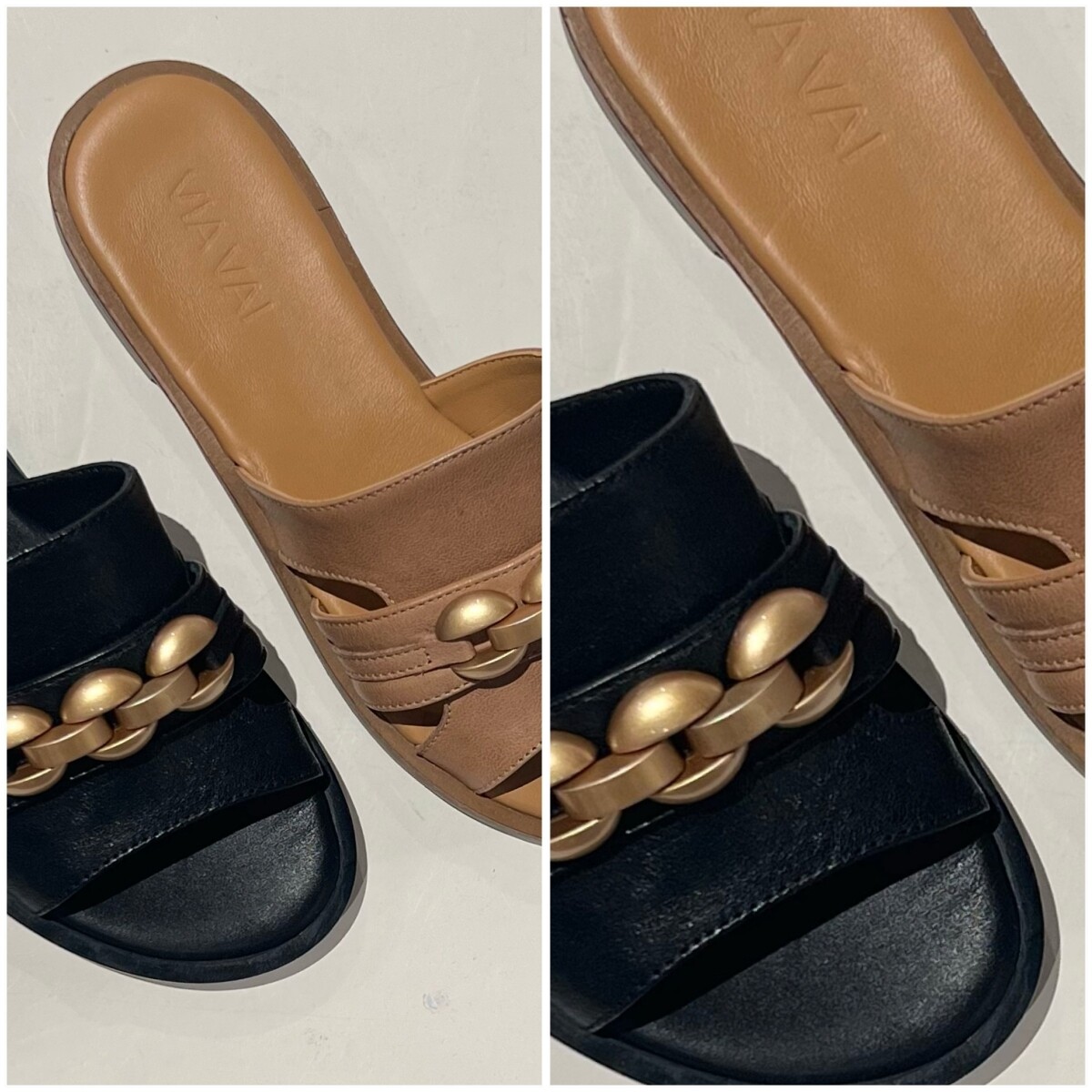 Via Vai leren slipper zwart