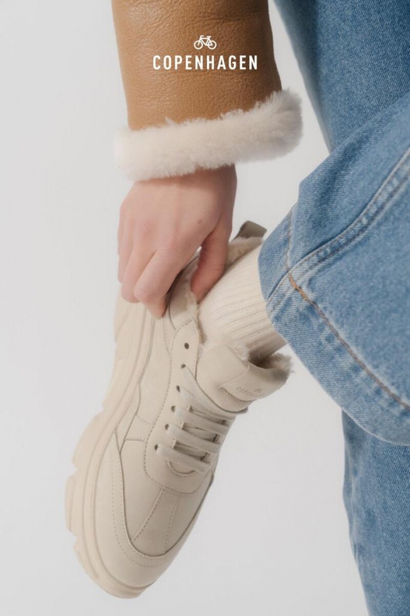 Copenhagen sneaker met borg naturel