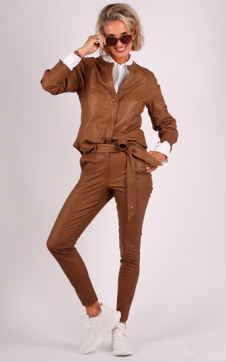 Gustav leren broek camel