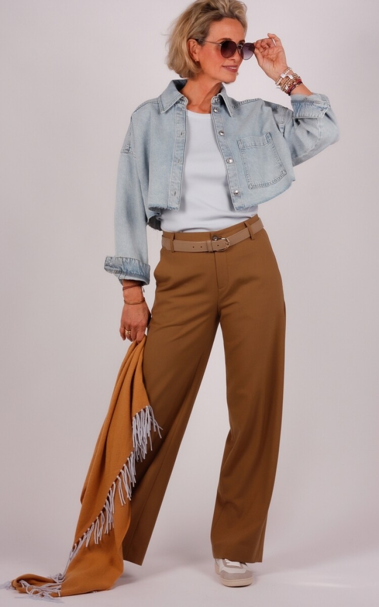 Drykorn cropped denim blouse blauw