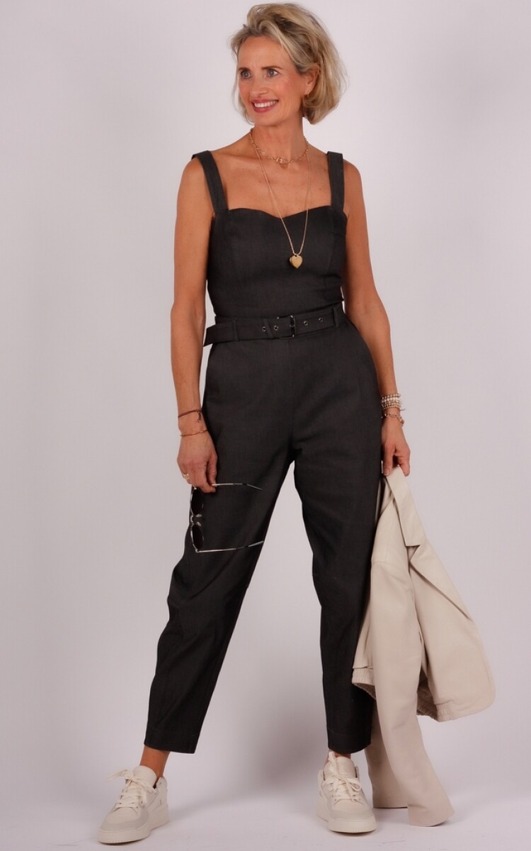 Access jumpsuit antraciet/blauw