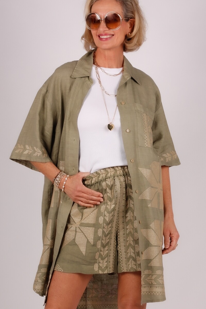 Greek Archaic Kori short groen/goud