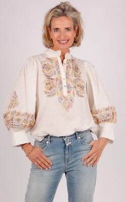 Antik Batik blouse ecru/paars