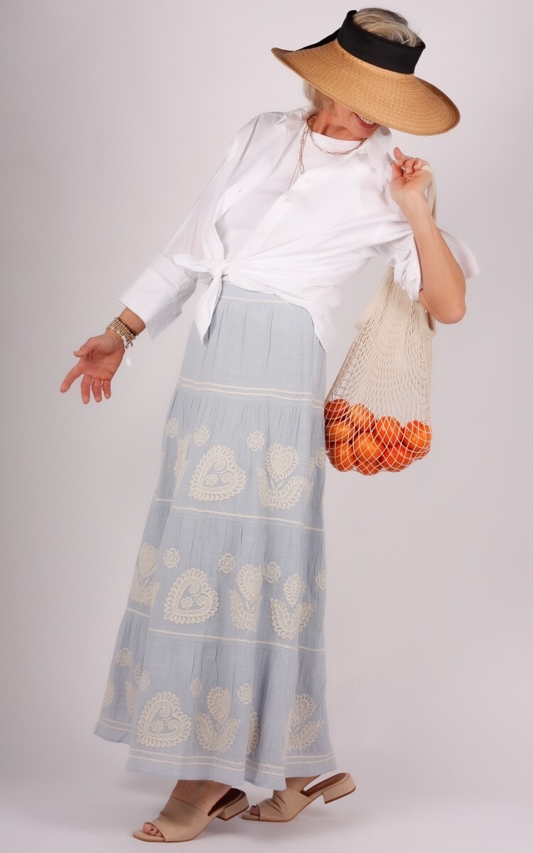 Antik Batik rok lichtblauw