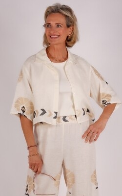 Greek Archaic Kori cropped blouse offwhite
