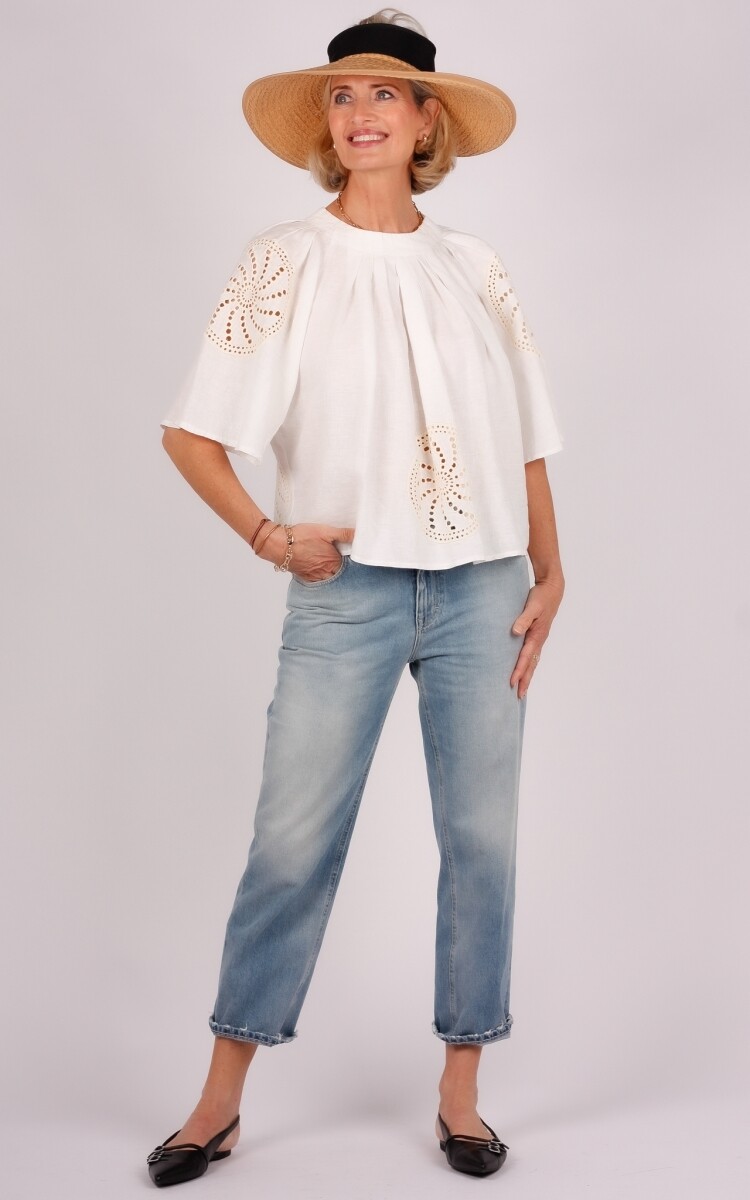 Greek Archaic Kori blouse ecru