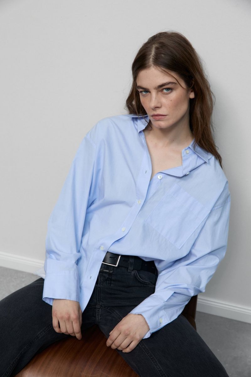 Closed blouse blauw