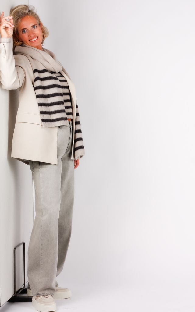 Drykorn sjaal taupe/streep