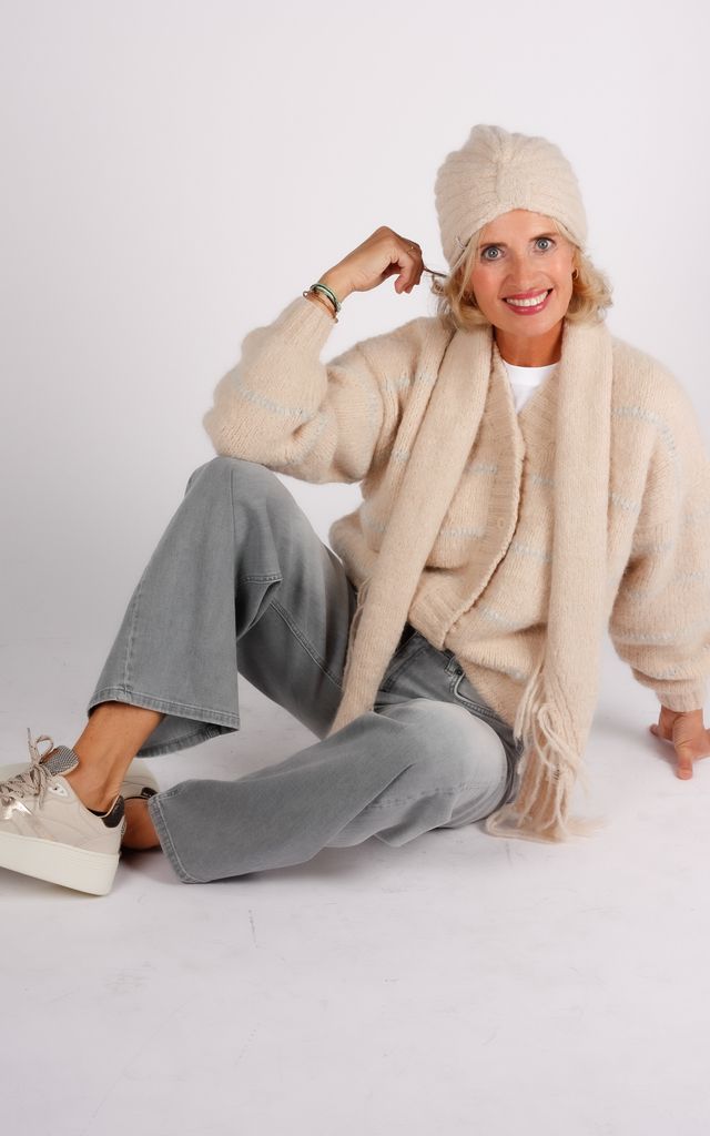INTI Knitwear vest zand/grijs