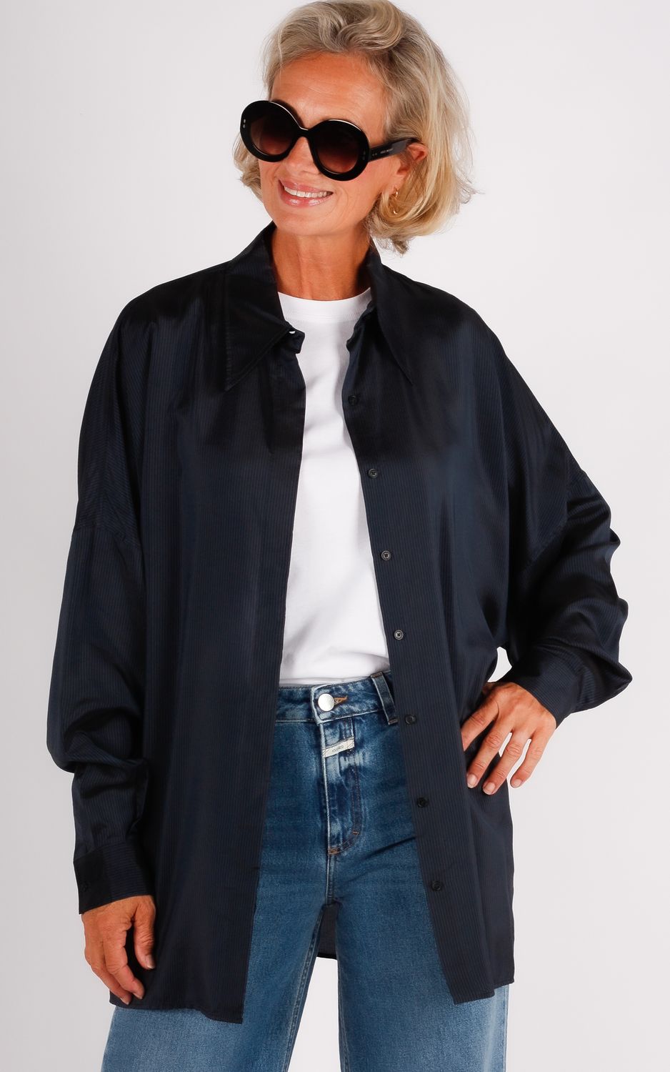 Closed blouse blauw