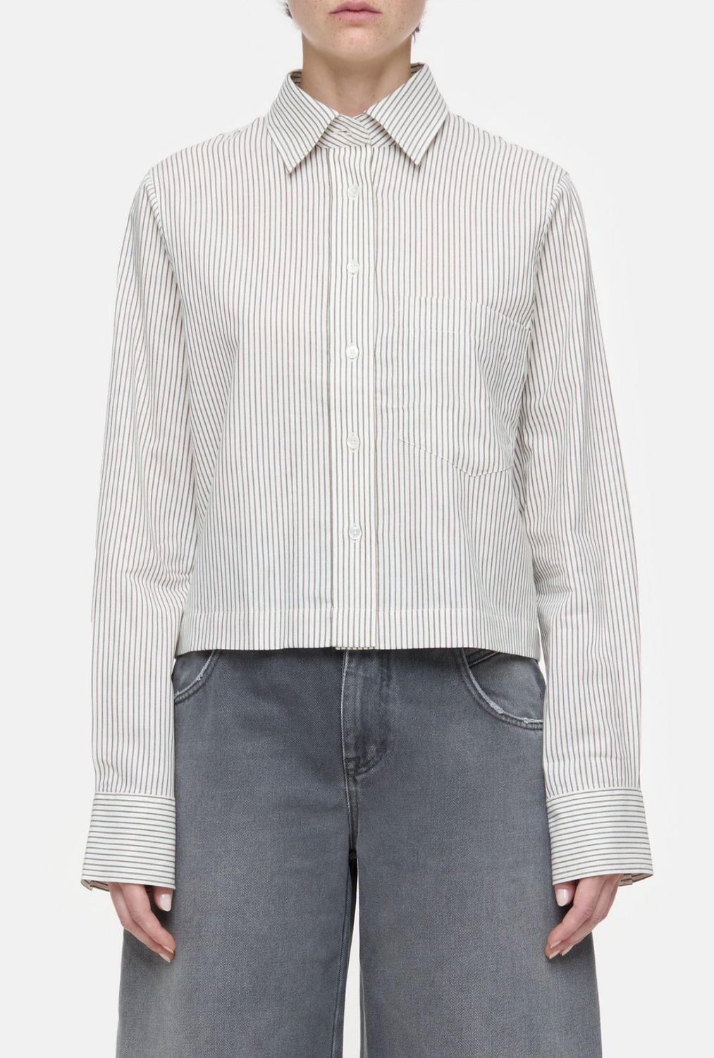 Closed blouse streep ecru