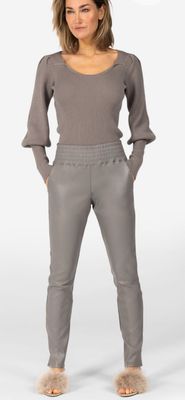 IBANA leren broek grijs