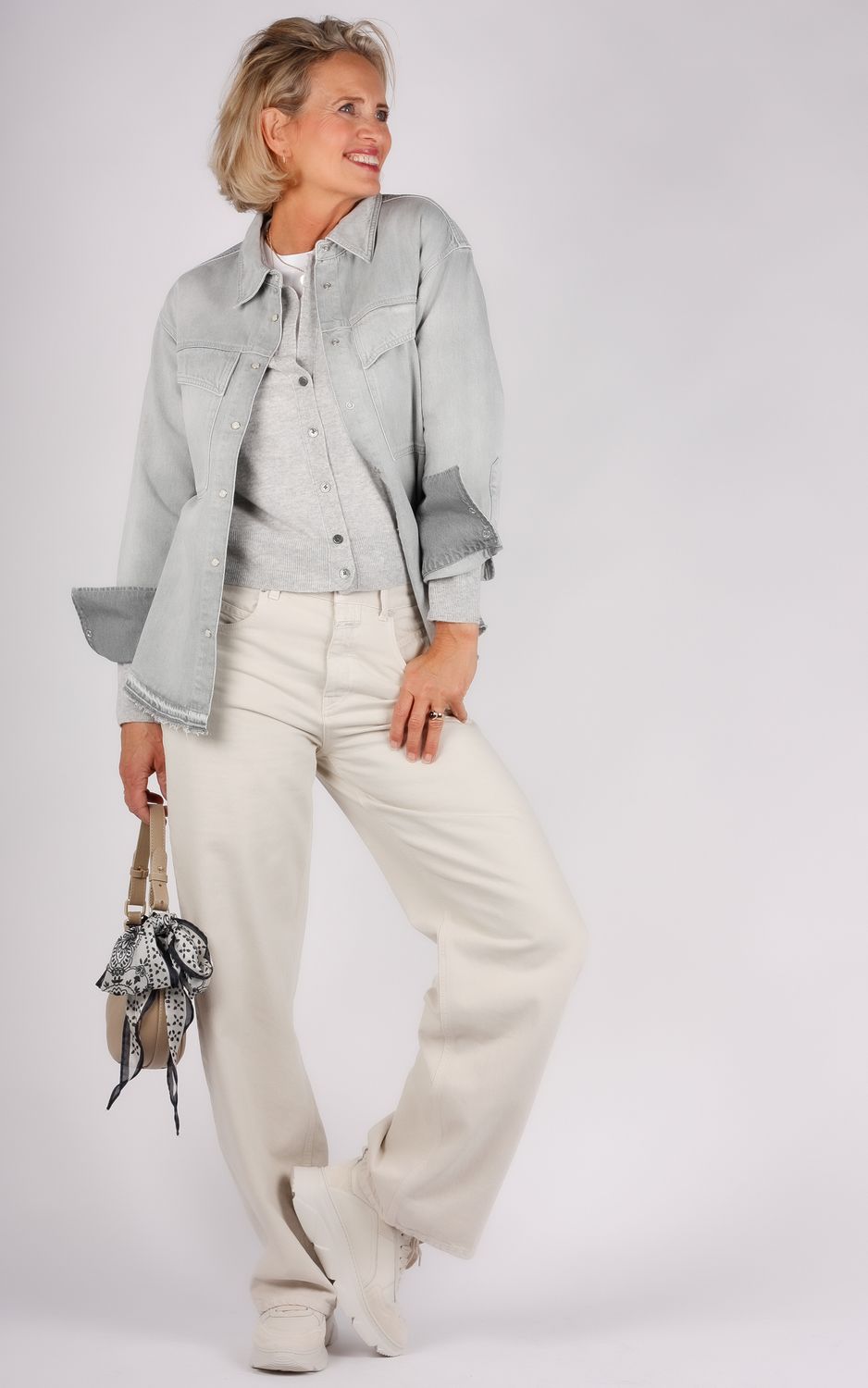 Closed denim blouse grijs