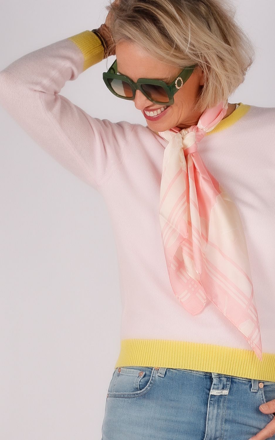 Jumper1234 trui roze/geel