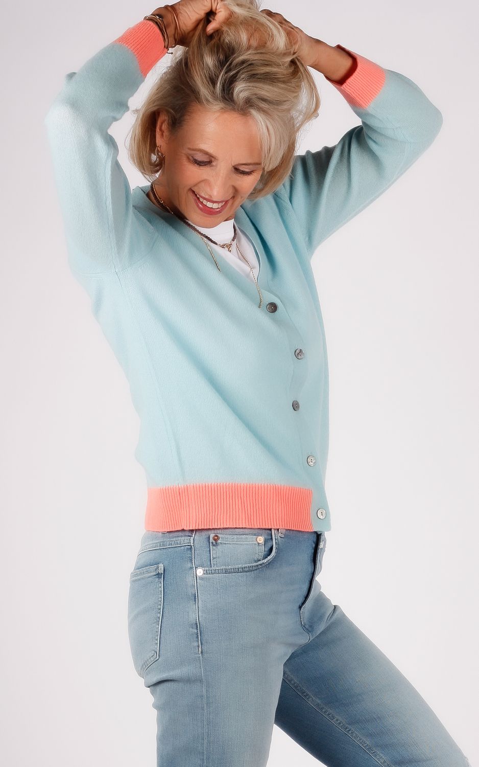 Jumper1234 vest aqua/oranje