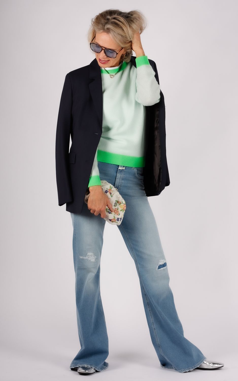 Jumper1234 trui blauw/groen