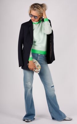 Jumper1234 trui blauw/groen